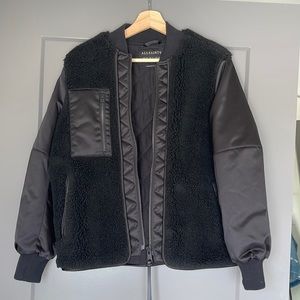 All Saints Faux Sherpa and Satin Bomber Jacket